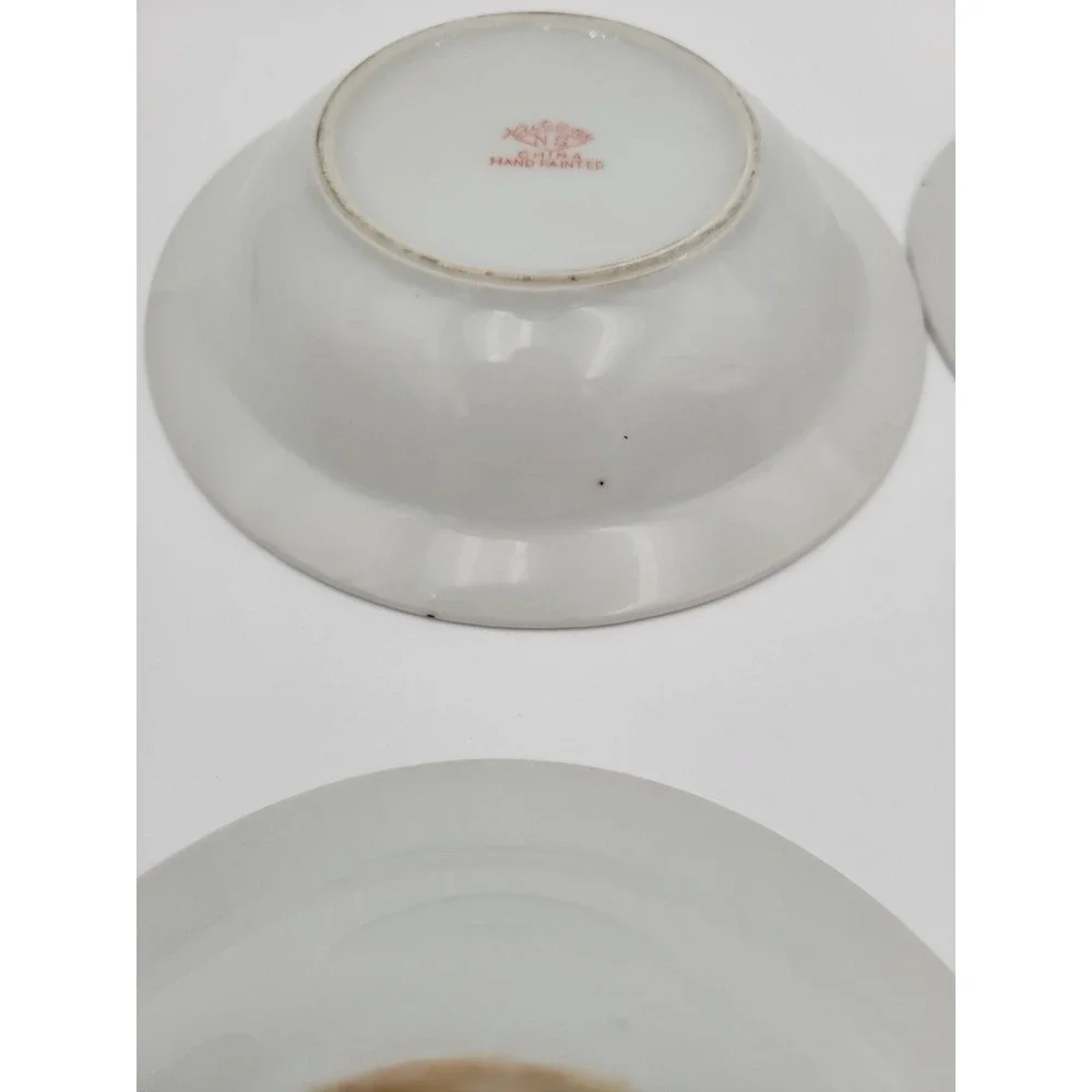 Set of 5 Vintage‎ NS Kutani Japan KUT21 berry dessert Bowls pink beaded textured